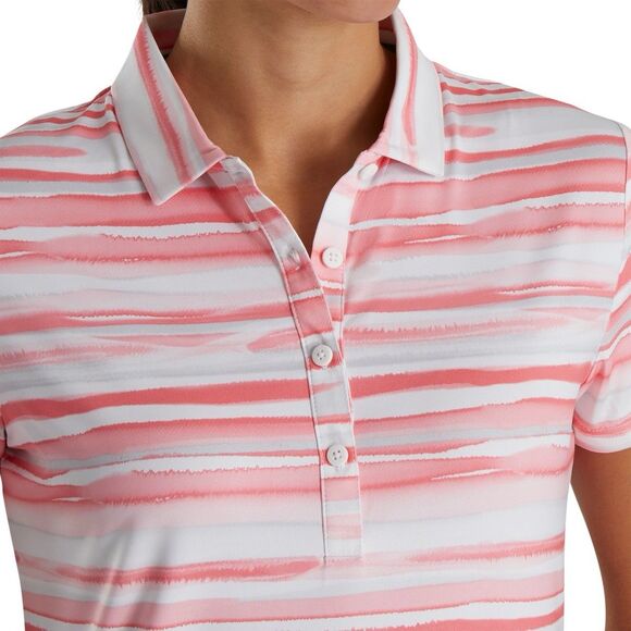 FOOTJOY FJ Women's Short Sleeve Watercolor Golf Tennis Top Size M Collared Shirt - Picture 3 of 12